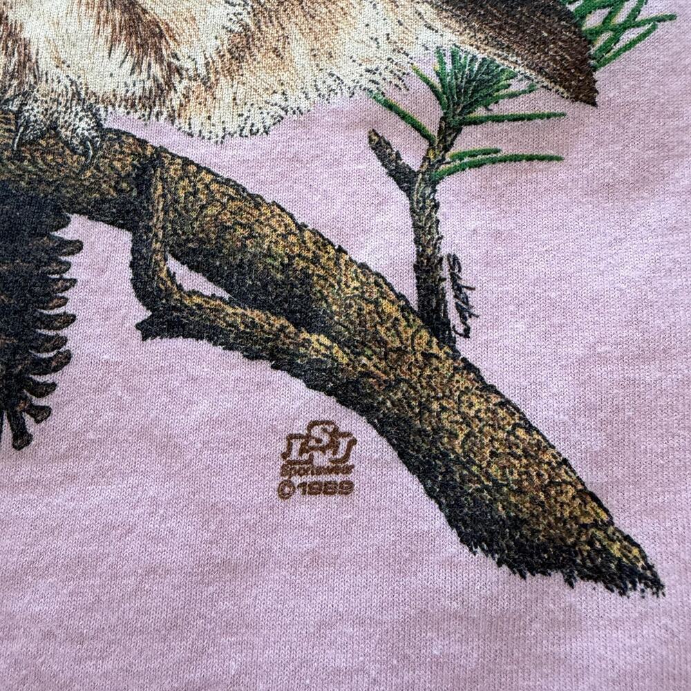 Vintage Owls Shirt Mens Medium Pink Screen Stars Tee T-Shirt USA Nature - Picture 4 of 8